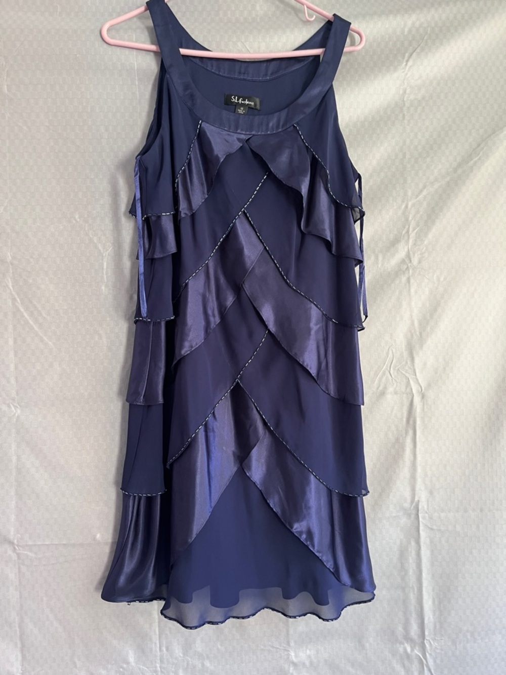 SL Fashions Deep Navy Layered Ruffle Dress